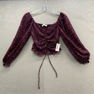 ASTR The Label Love Song Floral Ruched Puff Sleeve Top Women’s Size XS NWT $88